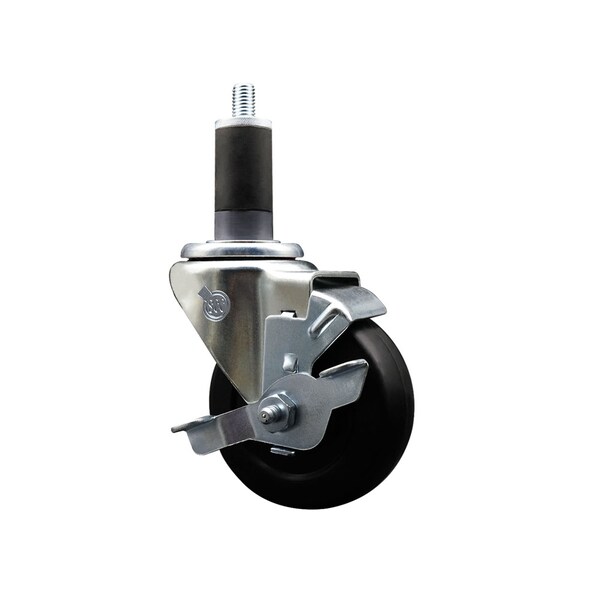 3.5'' SS Soft Rubber Swivel 1-1/4'' Expanding Stem Caster with Brake